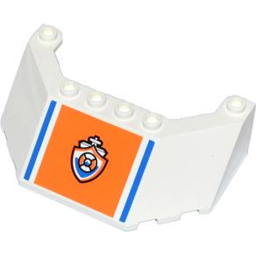 Деталь LEGO 62576pb02 Windscreen 5 x 8 x 2 with Blue Lines and Coast Guard Logo on Orange Background Pattern (Sticker) - Set 60014