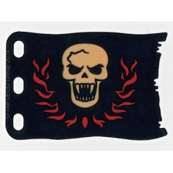 Plastic Flag 8 x 5 with White Skull with Fangs and Red Flames Pattern