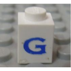 Brick 1 x 1 with Blue Capital Letter G Pattern (Serif Font)