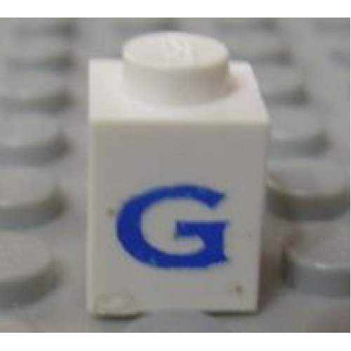 Деталь LEGO 3005ptGs Brick 1 x 1 with Blue Capital Letter G Pattern (Serif Font)