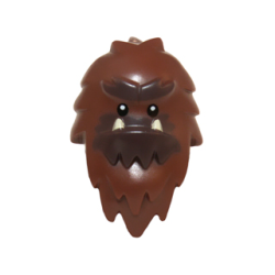 Minifigure, Head, Modified Yeti, Shaggy Hair with Dark Brown Fur and White Teeth Pattern Minifigure, Head, Modified Yeti, Shaggy Hair with Dark Brown Fur and White Teeth Pattern