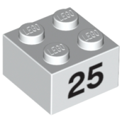 Brick 2 x 2 with Black Number 25 Pattern Brick 2 x 2 with Black Number 25 Pattern
