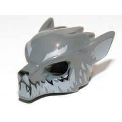 Minifigure, Headgear Mask Wolf with Fangs, Light Bluish Gray Fur and Ears Pattern Minifigure, Headgear Mask Wolf with Fangs, Light Bluish Gray Fur and Ears Pattern