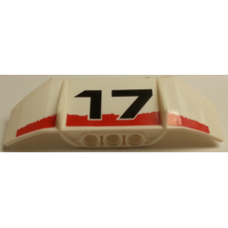 Technic, Panel Car Spoiler 3 x 8 with Three Holes and Black '17' and Red Stripe on White Background Pattern (Stickers) - Set 8184 Technic, Panel Car Spoiler 3 x 8 with Three Holes and Black '17' and Red Stripe on White Background Pattern (Stickers) - Set 8184
