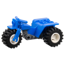 Tricycle with Dark Bluish Gray Chassis and White Wheels - Notched Holes on Rear Wheels - Blue Tricycle with Dark Bluish Gray Chassis and White Wheels - Notched Holes on Rear Wheels - Blue