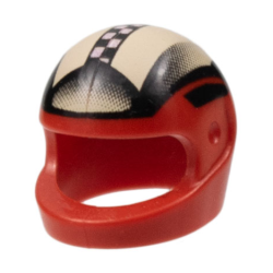 Minifigure, Headgear Helmet Motorcycle (Standard) with Black and White Checkered Stripe and Fade Pattern