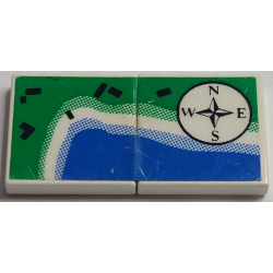 Stickered Assembly 4 x 2 with Shoreline Map and Directional Compass Pattern (Sticker) - Set 6338 - 2 Tile 2 x 2 Stickered Assembly 4 x 2 with Shoreline Map and Directional Compass Pattern (Sticker) - Set 6338 - 2 Tile 2 x 2