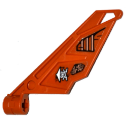 Bionicle Wing Small / Tail with Axle Hole with Ninja Skull with Crossed Swords and Cog Mechanical Pattern on Left Side (Stickers) - Set 70602 Bionicle Wing Small / Tail with Axle Hole with Ninja Skull with Crossed Swords and Cog Mechanical Pattern on Left Side (Stickers) - Set 70602