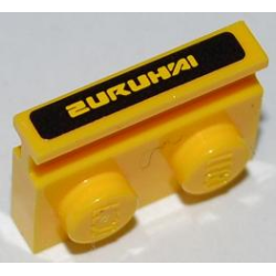 Plate, Modified 1 x 2 with Door Rail with Yellow 'ZURUHAI' on Black Background Pattern (Sticker) - Sets 8148 / 8152 - Yellow Plate, Modified 1 x 2 with Door Rail with Yellow 'ZURUHAI' on Black Background Pattern (Sticker) - Sets 8148 / 8152 - Yellow