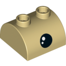 Slope, Curved 2 x 2 Double with 2 Hollow Studs with Black Eye and White Pupil Pattern Slope, Curved 2 x 2 Double with 2 Hollow Studs with Black Eye and White Pupil Pattern