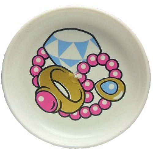 Деталь LEGO 31333pb04 Duplo Utensil Dish 3 x 3 with Ring, Beaded Pendant Necklace, and Diamond Jewel Pattern