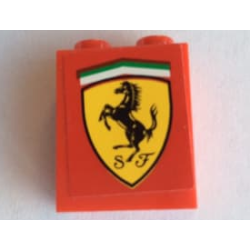 Brick 1 x 2 x 2 with Inside Axle Holder with Ferrari Logo Pattern (Sticker) - Set 8144 Brick 1 x 2 x 2 with Inside Axle Holder with Ferrari Logo Pattern (Sticker) - Set 8144