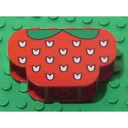 Slope, Curved 6 x 2 x 3 Triple with 8 Studs with White Flecks and Green Leaves (Strawberry) Pattern Slope, Curved 6 x 2 x 3 Triple with 8 Studs with White Flecks and Green Leaves (Strawberry) Pattern