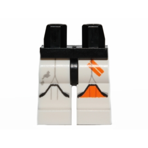 Деталь LEGO 970c01pb30 Hips and White Legs with SW Clone Trooper and Orange Left Knee Pad and Two Stripes Pattern