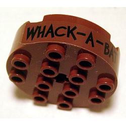 Brick, Round 4 x 4 with 4 Side Pin Holes and Center Axle Hole with 'WHACK - A - BAT' Pattern (Sticker) - Set 7886