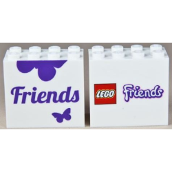 Brick 2 x 4 x 3 with 'Friends' and Butterfly front LEGO Friends Logo back Pattern Brick 2 x 4 x 3 with 'Friends' and Butterfly front LEGO Friends Logo back Pattern