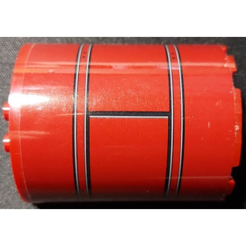 Деталь LEGO 87926pb026R Cylinder Half 3 x 6 x 6 with 1 x 2 Cutout with Black and Light Bluish Gray Lines Pattern Model Right Side (Sticker) - Set 75275