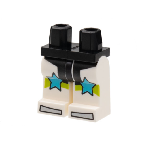 Деталь LEGO 970c01pb61 Hips and White Legs with Black Narrow Leotard, Medium Azure Star Knee Pads with Lime Straps, and Silver Toes Pattern
