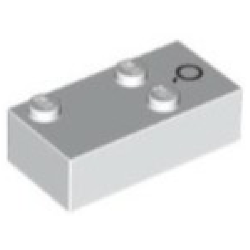 Деталь LEGO 60296pb03 Brick, Braille 2 x 4 with 3 Studs with Black Capital Letter O with Grave (Ò) Pattern (dots-346 ⠬) (Italian)