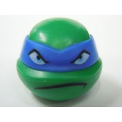 Minifigure, Head, Modified Ninja Turtle with Blue Mask and Frown Pattern (Leonardo)