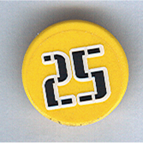 Деталь LEGO 30261pb008 Road Sign 2 x 2 Round with Clip with Black '25' with White Outline Pattern (Sticker) - Set 3424