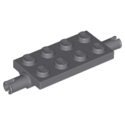 Plate, Modified 2 x 4 with Pins and Thick Reinforced Supports - Dark Bluish Gray
