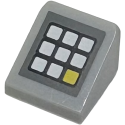Slope 30 1 x 1 x 2/3 with Keypad with White and Yellow Buttons on Dark Bluish Gray Background Pattern