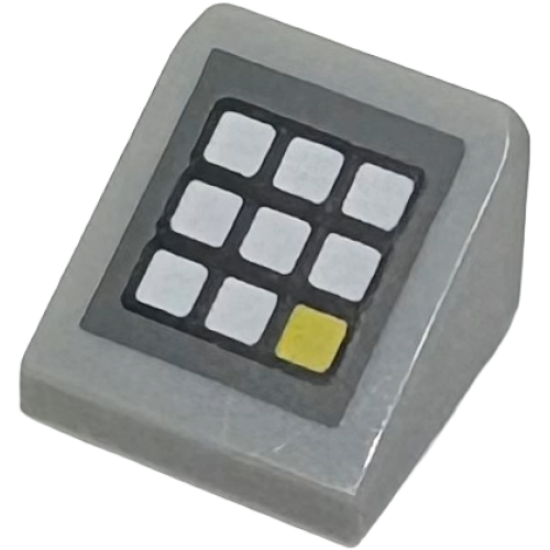 Деталь LEGO 54200pb106 Slope 30 1 x 1 x 2/3 with Keypad with White and Yellow Buttons on Dark Bluish Gray Background Pattern