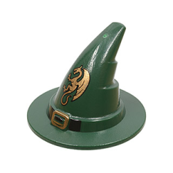 Minifigure, Headgear Hat, Wizard / Witch with Black Buckle and Gold Dragon Pattern Minifigure, Headgear Hat, Wizard / Witch with Black Buckle and Gold Dragon Pattern