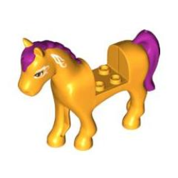 Horse, Friends Style with 2 x 2 Cutout with Magenta Mane and Tail and White Face Decorations Pattern (Firebolt)