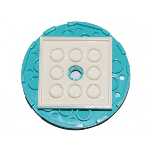 Деталь LEGO 11213c03 Turntable 6 x 6 x 2/3 with White Square Base, Free-Spinning (11213 / 61485) - Medium Azure
