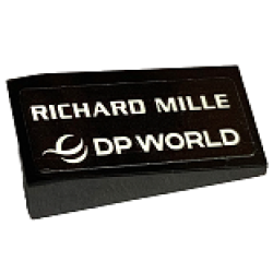 Slope 18 2 x 1 x 2/3 with White 'RICHARD MILLE' and DP WORLD Logo Pattern Model Right Side (Sticker) - Set 76919