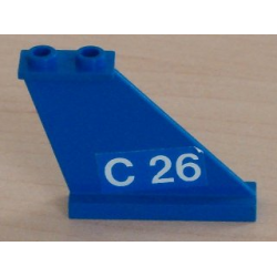 Tail 4 x 1 x 3 with White 'C 26' on Blue Background Pattern on Right Side (Sticker) - Set 4022