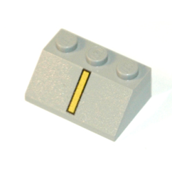 Slope 45 2 x 3 with Black and Yellow Vertical Stripe Pattern