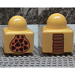 Primo Brick 1 x 1 with Giraffe Torso and Palm Tree Trunk Pattern on Opposite Sides