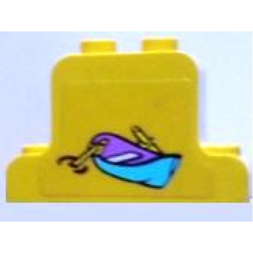 Деталь LEGO fabaj1pb02 Fabuland Brick, Modified 1 x 4 x 2 Bell Shape with Rowboat Pattern on both sides (Stickers) - Set 3683