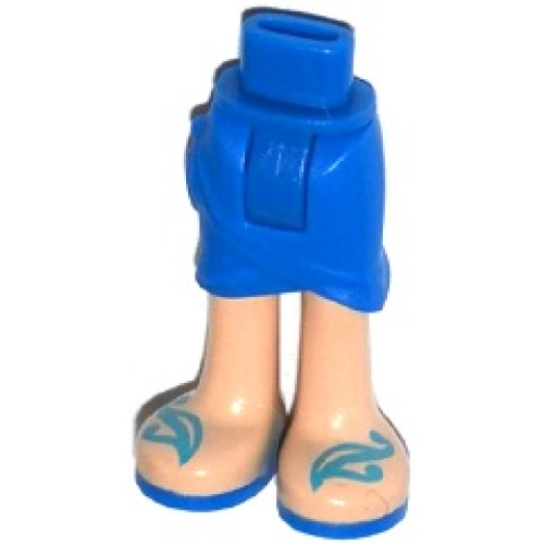 Деталь LEGO 11244c00pb04 Mini Doll Hips and Skirt Wrap with Light Nougat Legs and Sandals with Blue Soles and Medium Azure Straps Pattern - Thick Hinge
