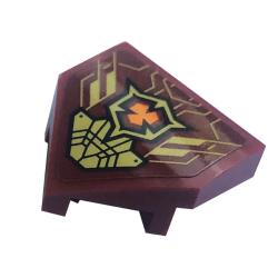 Wedge 2 x 2 x 2/3 Pointed with Gold Lines and Armor Plates and Orange Emblem Pattern (Sticker) - Set 71791
