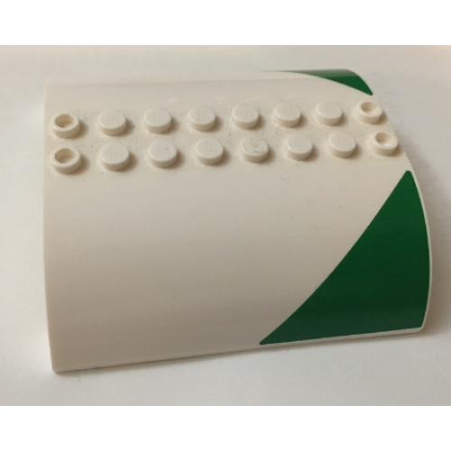 Деталь LEGO 54095pb08 Slope, Curved 8 x 8 x 2 Double with Green Triangle Pattern on Both Sides (Stickers) - Set 60022