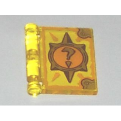 Minifigure, Utensil Book Cover with Gold Circle with Spikes, Question Mark, Bright Light Orange Highlights Pattern (Nexo Knights Book of Deception)