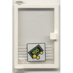 Door 1 x 4 x 5 Left with Trans-Clear Glass and Bill & Coins Pattern (Sticker) - Set 1490 Door 1 x 4 x 5 Left with Trans-Clear Glass and Bill & Coins Pattern (Sticker) - Set 1490