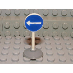 Road Sign with Post, Round with White Arrow Left Pattern, Type 1 Base Road Sign with Post, Round with White Arrow Left Pattern, Type 1 Base