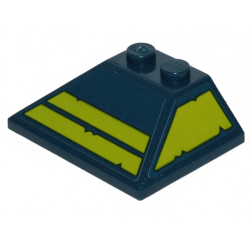 Slope 45 3 x 4 Double / 33 with Worn Lime Stripes on Front and Trapezoid on Left Side Pattern (Stickers) - Set 70839