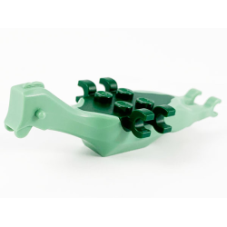 Dinosaur Body Pteranodon, 4 Studs, 6 Clips with Fixed Dark Green Top - Sand Green