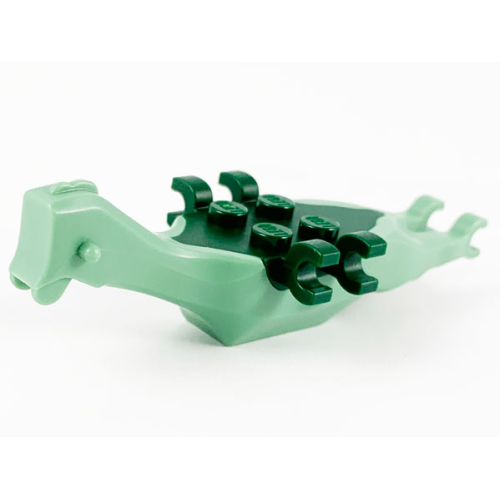 Деталь LEGO 98085c02 Dinosaur Body Pteranodon, 4 Studs, 6 Clips with Fixed Dark Green Top - Sand Green