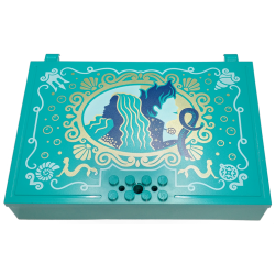 Container, Book Cover Half, 16 x 12 x 2 2/3 with Lock Compartment (Storybook Adventures) with Ariel, Ursula, Gold and White Shells and Trim Pattern Container, Book Cover Half, 16 x 12 x 2 2/3 with Lock Compartment (Storybook Adventures) with Ariel, Ursula, Gold and White Shells and Trim Pattern