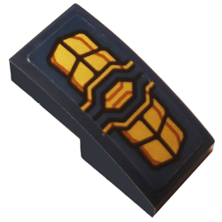 Slope, Curved 2 x 1 x 2/3 with Gold Armor Plates Pattern (Sticker) - Set 76141 Slope, Curved 2 x 1 x 2/3 with Gold Armor Plates Pattern (Sticker) - Set 76141