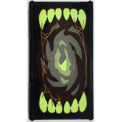 Glass for Window 1 x 4 x 6 with Open Mouth with Yellowish Green Sharp Teeth, Medium Nougat Cobwebs Pattern Model Left Side (Sticker) - Set 70425