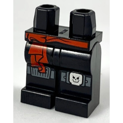 Hips and Legs with Red Sash, Dark Bluish Gray Knee Pads, Silver Skull on Left Knee Pattern Hips and Legs with Red Sash, Dark Bluish Gray Knee Pads, Silver Skull on Left Knee Pattern