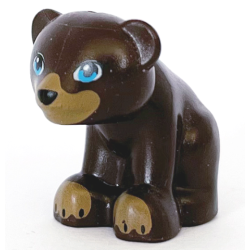Bear, Friends Style, Baby Cub, Sitting with Black Nose, Dark Azure Eyes and Dark Tan Paws and Muzzle Pattern
